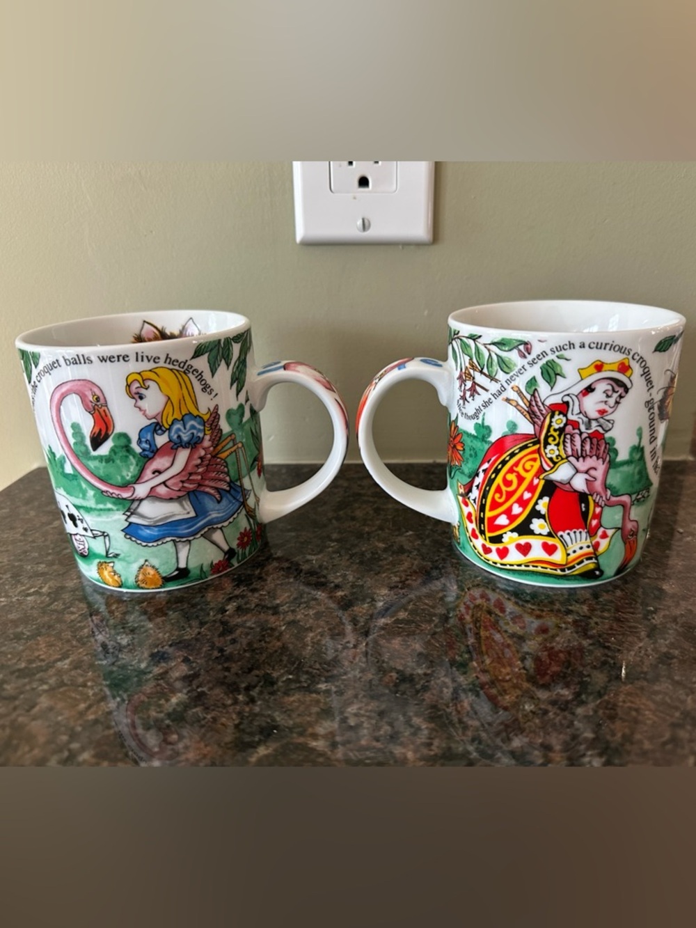 Alice in Wonderland Coffee Mugs by Paul Cardew Illustrated - Pair